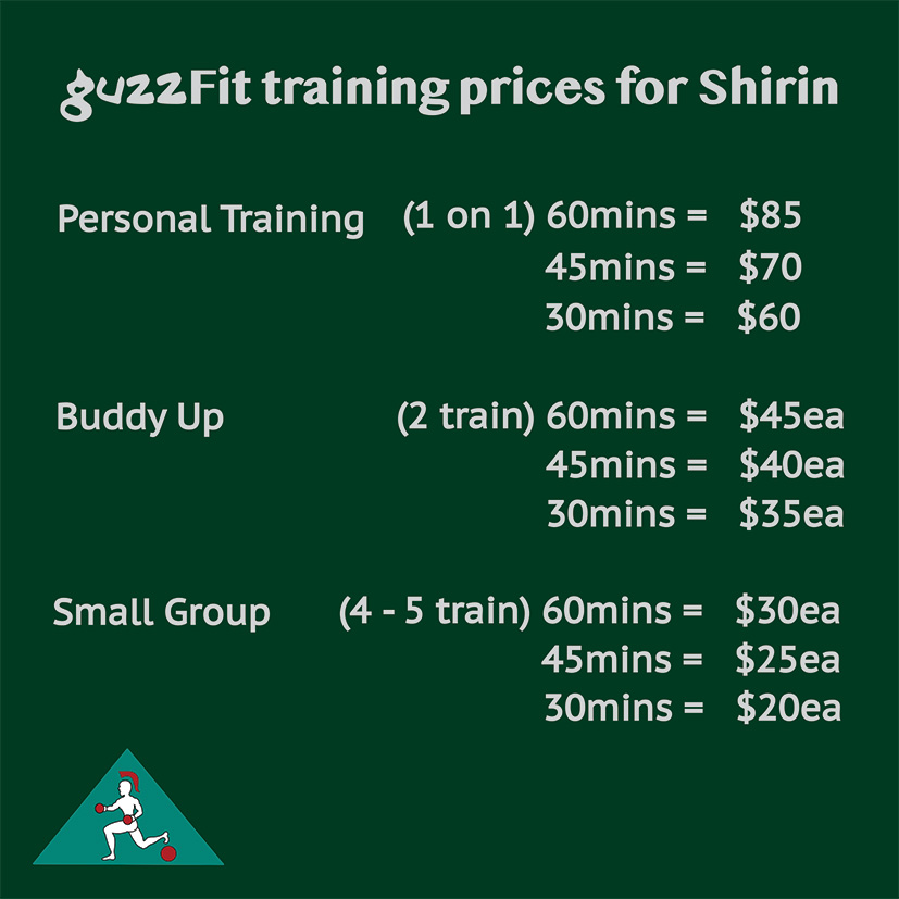 guzzFIT personal training and group fitness prices Shirin